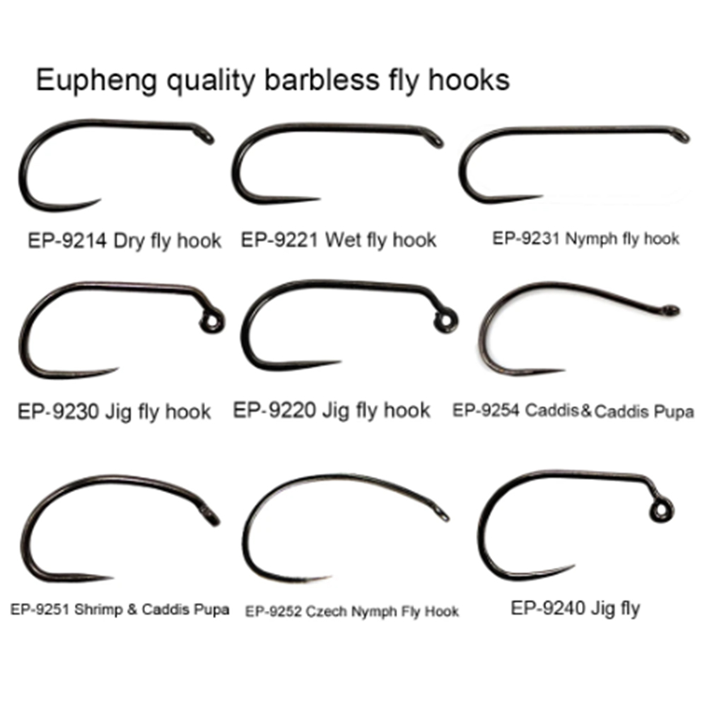 Fishing Hook Barbless - Aventik Eupheng 100PCS Competition Barbless Fly