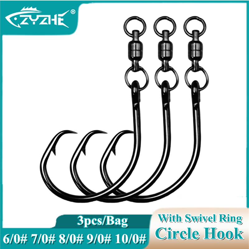 Fishing Hook Offset - ZYZHE 3/6/9pcs Circle Hooks With Swivel