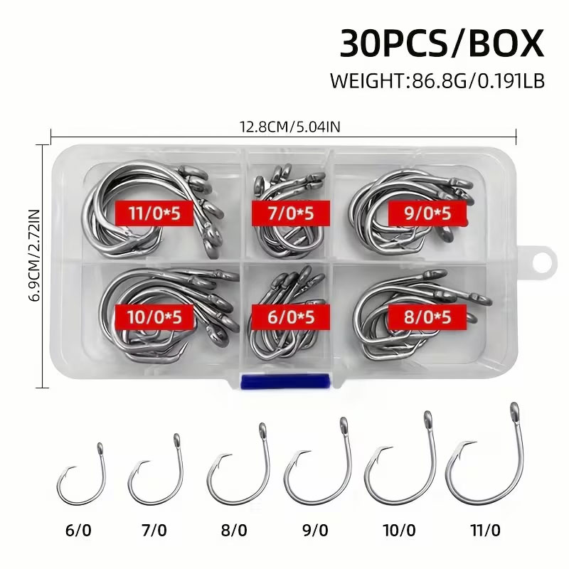 30pcs/box Fishing Hooks Stainl - Fishing Hook Circle review and price
