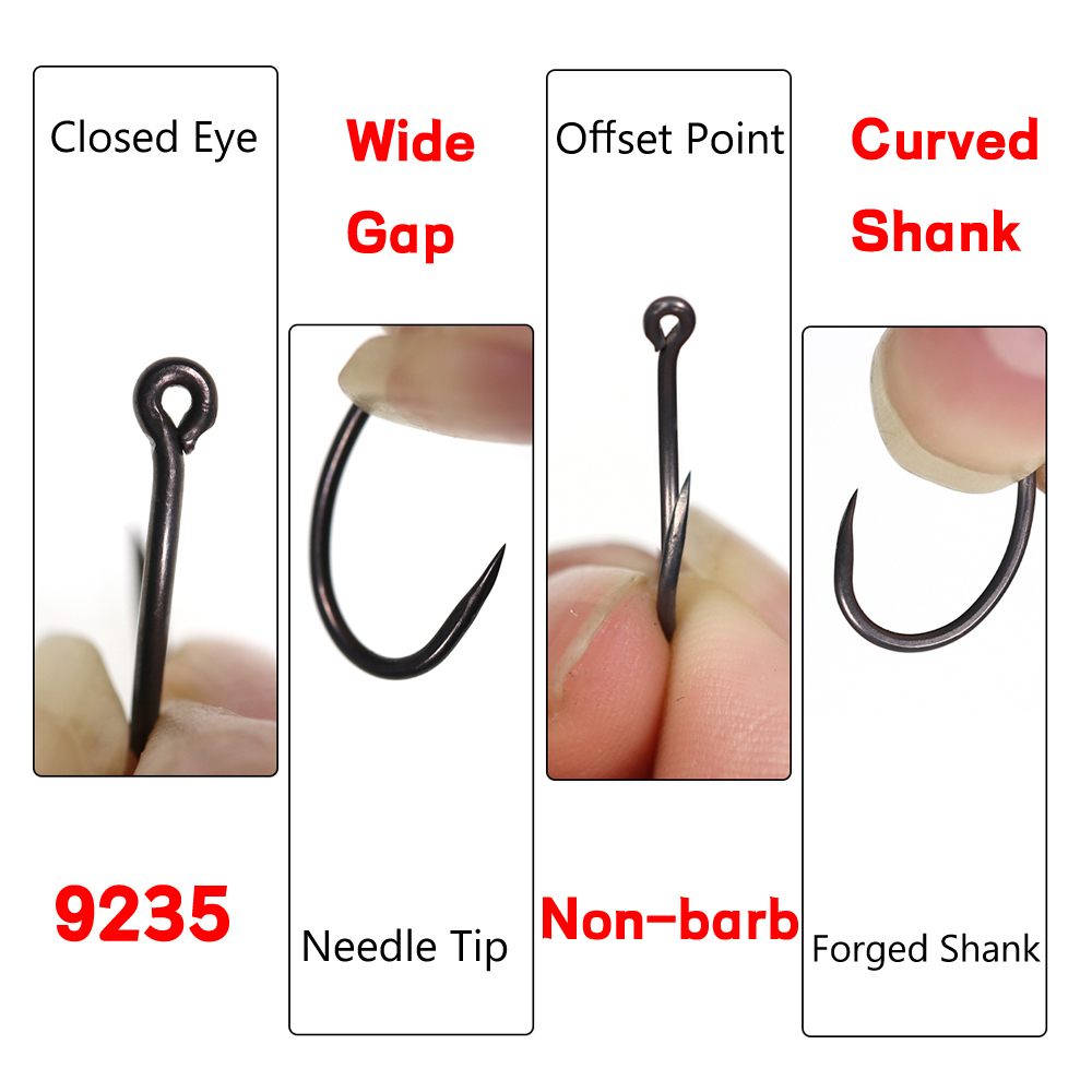50PCS Matt Black Carp Fishing  - Fishing Hook Barbless review and price