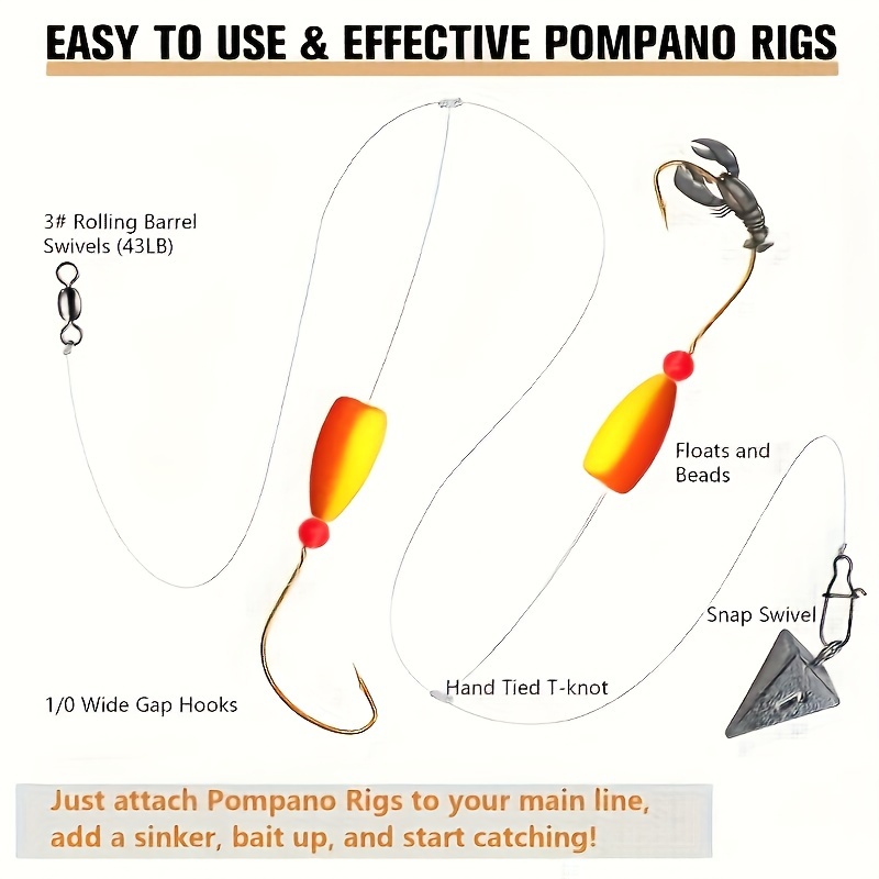 3pcs Pompano Rigs Surf Fishing - Fishing Hook Circle review and price
