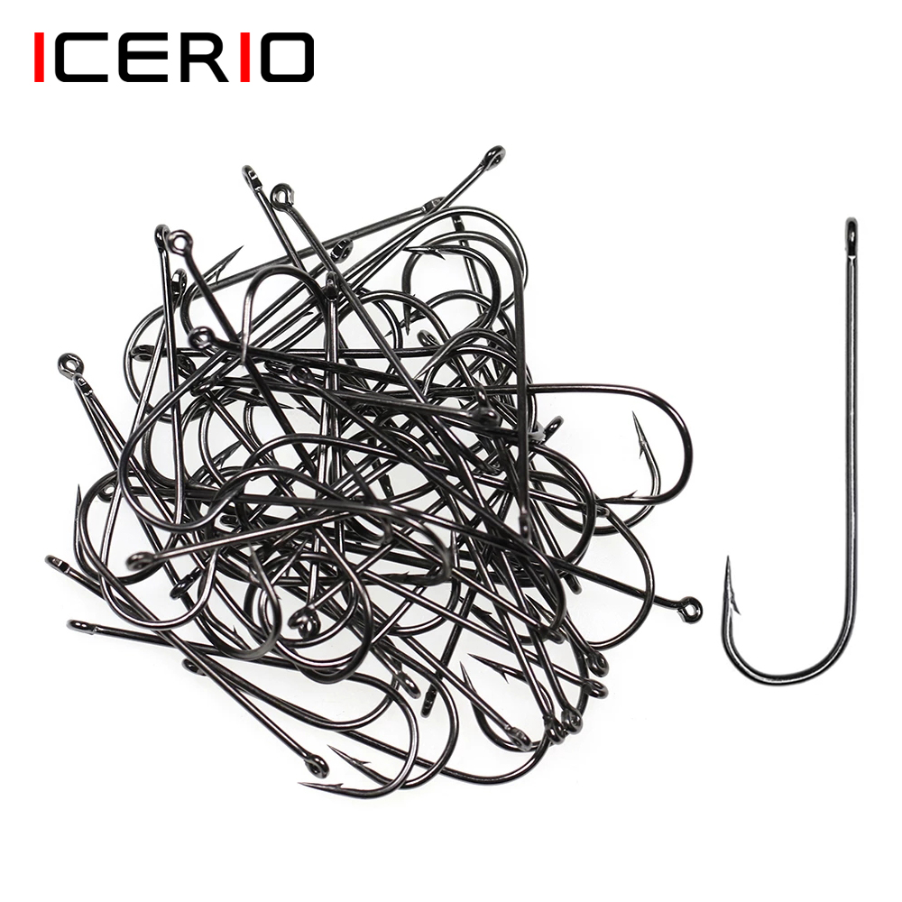 ICERIO 100PCS 16# - 3/0 Long S - Fishing Hook Barbless review and price